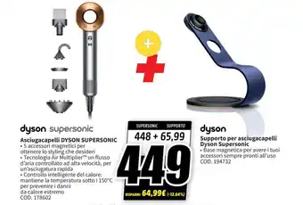 MediaWorld Asciugacapelli DYSON SUPERSONIC + Supporto per asciugacapelli Dyson Supersonic offerta