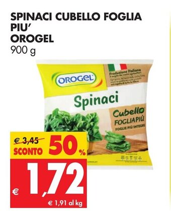Tigros Orogel Spinaci Cubello Foglia Più 900g offerta