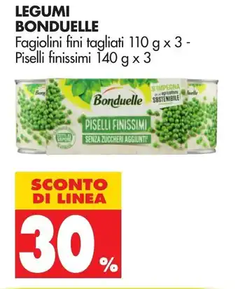 Tigros 30% Sconto Bonduelle Legumi 110g x 3 - 140g x 3 offerta