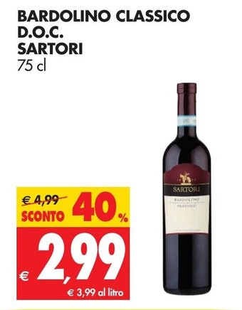 Tigros Sartori Bardolino Classico D.O.C. 75cl offerta