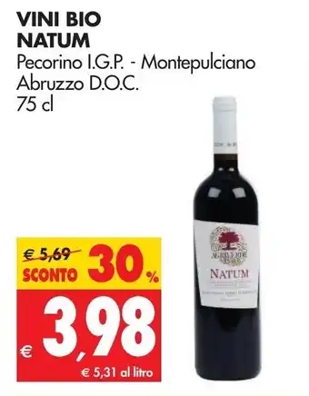 Tigros Natum Vini Bio 75cl offerta