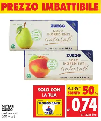Tigros Zuegg Nettari 200ml x 3 offerta