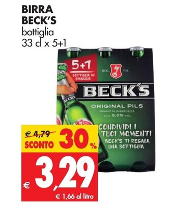 Tigros Beck's Birra 33cl x 5+1 offerta