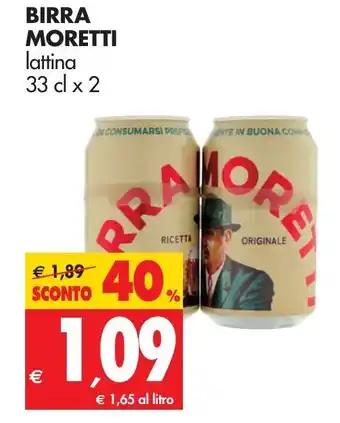 Tigros Moretti Birra 33cl x 2 offerta