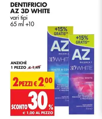 Tigros AZ 3D White Dentifricio 65ml +10 offerta