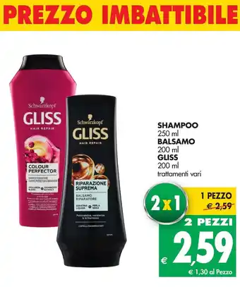 Tigros Gliss 200ml, Shampoo 250ml, Balsamo 200ml offerta