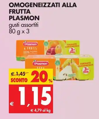 Tigros Plasmon Omogeneizzati Alla Frutta 80g x 3 offerta