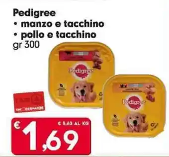 Eurospar Pedigree manzo e tacchino pollo e tacchino gr 300 offerta