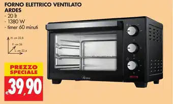 Ardes Forno Elettrico Ventilato 20lt