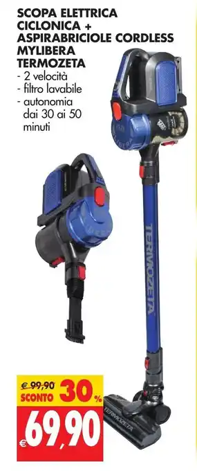 Tigros Scopa Elettrica Ciclonica + Aspirabriciole Cordless Mylibera Termozeta offerta