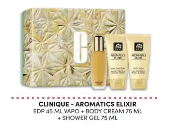 Acqua & Sapone CLINIQUE - AROMATICS ELIXIR EDP 45 ML VAPO+ BODY CREAM 75 ML + SHOWER GEL 75 ML offerta