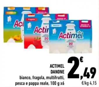 Conad ACTIMEL DANONE bianco, fragola, multifrutti, pesca e pappa reale, 100 g x6 offerta