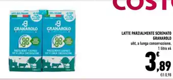Conad LATTE PARZIALMENTE SCREMATO GRANAROLO uht, a lunga conservazione, 1 litro x4 offerta