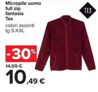 Carrefour Iper Micropile uomo full zip fantasia Tex offerta