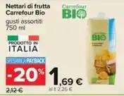Carrefour Iper Nettari di frutta Carrefour Bio gusti assortiti 750 ml offerta