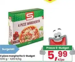 Eurospar 4 pizze margherita S-Budget 1200 g offerta