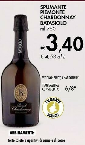 Bennet Spumante Piemonte Chardonnay Batasiolo offerta