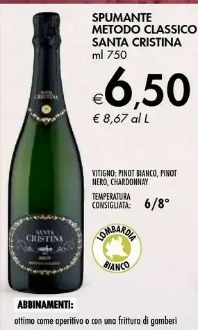 Bennet Santa cristina Spumante Metodo Classico offerta