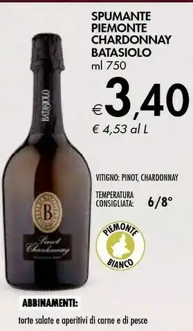 Bennet Spumante Piemonte Chardonnay Batasiolo offerta