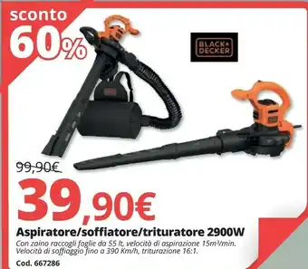Brico Io Black & Decker Aspiratore/Soffiatore/Trituratore 2900W offerta