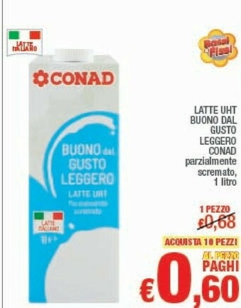 Conad Conad - Latte Fresco Parzialmente Scremato Gusto Leggero 1000 G(ml) offerta