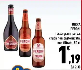 Conad BIRRA PERONI rossa gran riserva, cruda non pastorizzata, non filtrata, 50 cl offerta