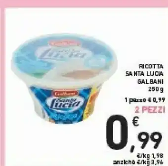Conad Galbani Ricotta Santa Lucia 250 G(ml) offerta