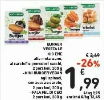 Conad Kio ene Burger Vegetale Alle Melanzane 200 G(ml) offerta