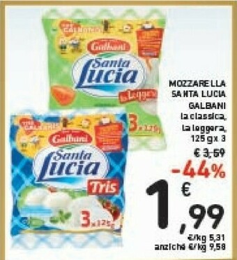 Conad Galbani Santa Lucia Tris Mozzarella 375 G(ml) offerta