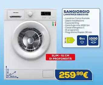 Euronics SANGIORGIO LAVATRICE G610 6 KG offerta