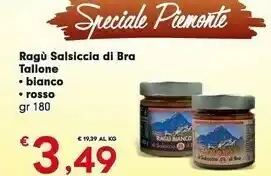 Despar Speciale Piemonte Ragu Salsiccia Di Bra Tallone Bianco 180 G offerta