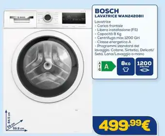 Euronics BOSCH LAVATRICE WAN24208II offerta