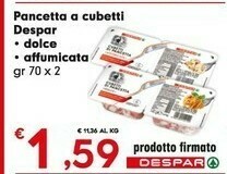 Despar Despar Pancetta A Cubetti Dolce offerta