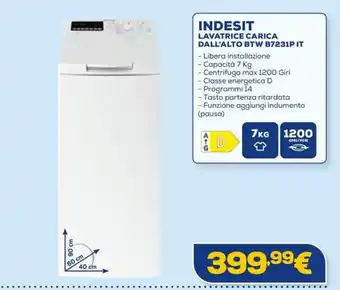 Euronics INDESIT LAVATRICE CARICA DALL'ALTO BTW B7231P IT offerta