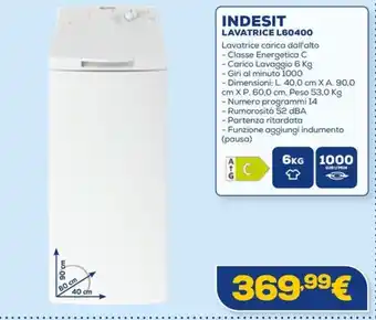 Euronics INDESIT LAVATRICE L60400 offerta