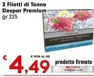 Despar Despar Premium 2 Filetti Di Tonno offerta