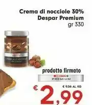 Despar Despar - Premium Crema Alle Nocciole 30% Di Nocciole 350 G(ml) offerta