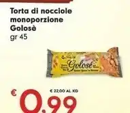 Despar Golose Torta Di Nocciole Monoporzione 45 Gr offerta