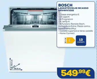 Euronics BOSCH LAVASTOVIGLIE INCASSO SMV4HVX31E offerta