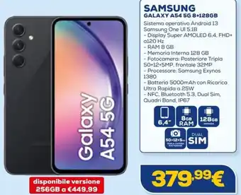 Euronics SAMSUNG GALAXY A54 5G 8+128GB offerta