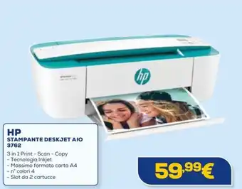 Euronics HP STAMPANTE DESKJET AIO 3762 offerta