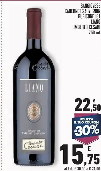 Conad Umberto Cesari Sangiovese Cabernet Sauvignon Rubicone IGT offerta