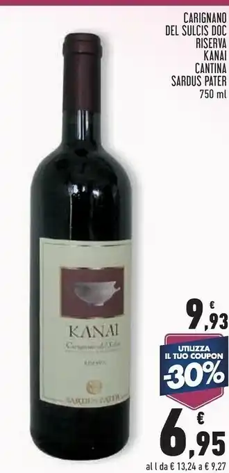 Conad Superstore Cantina Sardus Pater Carignano Del Sulcis Doc Riserva Kanai offerta