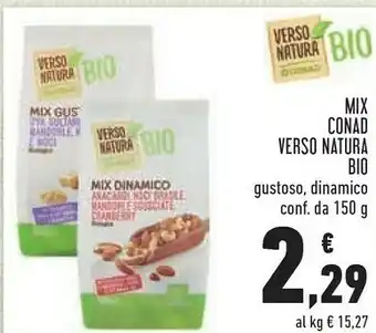 Conad Conad - Mix Gustoso Uva Sultanina, Mandorle, Nocciole E Noci Biologico Verso Natura 150 G(ml) offerta