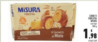 Conad Misura Fibrextra Cornetti Al Miele 300 G(ml) offerta