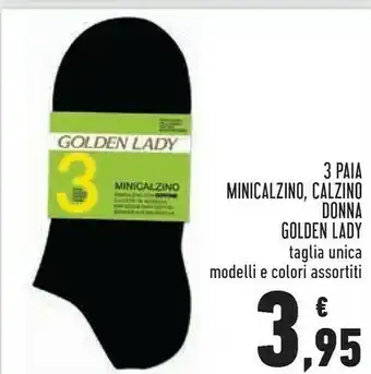Conad Superstore Golden Lady 3 Paia Minicalzino Calzino Donna offerta