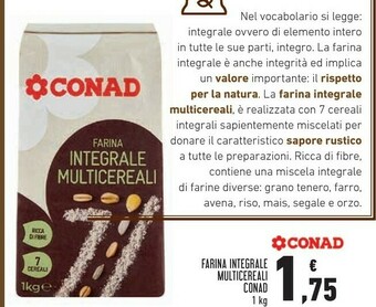 Conad Conad - Farina Integrale 1000 G(ml) offerta