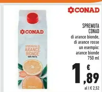 Conad Conad Spremuta Di Arance Bionde, Di Arance Rosse, Un Esempio: Arance Bionde offerta