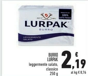Conad Lurpak Burro Leggermente Salato 250 G(ml) offerta