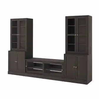IKEA Havsta combinazione tv/ante a vetro, marrone scuro, 322x47x212 cm offerta